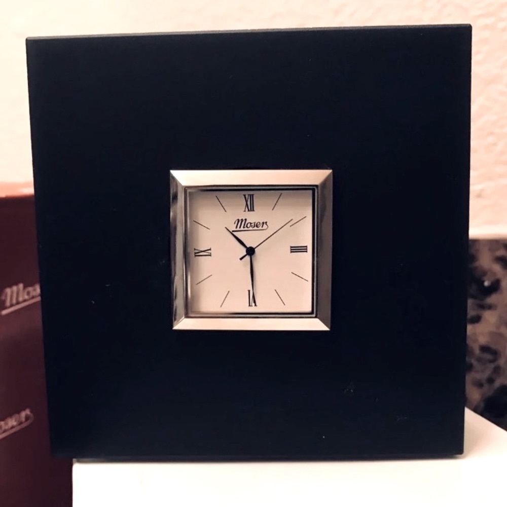 Moser Black Matte Square Clock